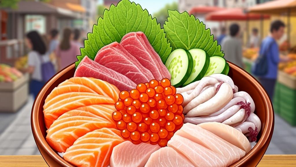 Fresh seafood donburi