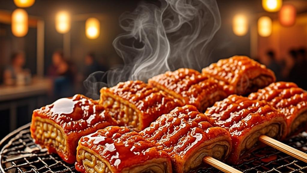 Grilled unagi skewers