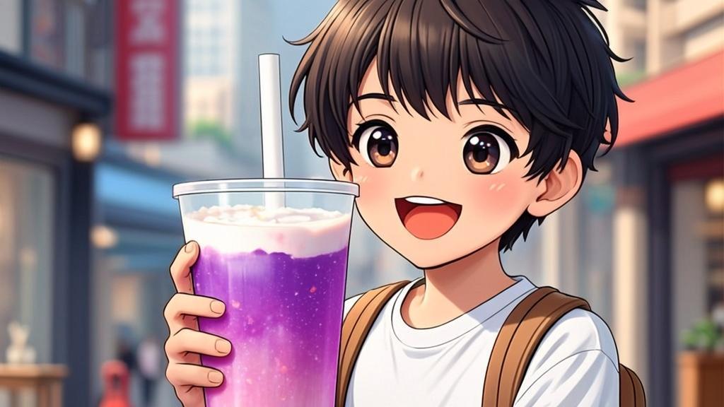 Colorful bubble tea with tapioca pearls
