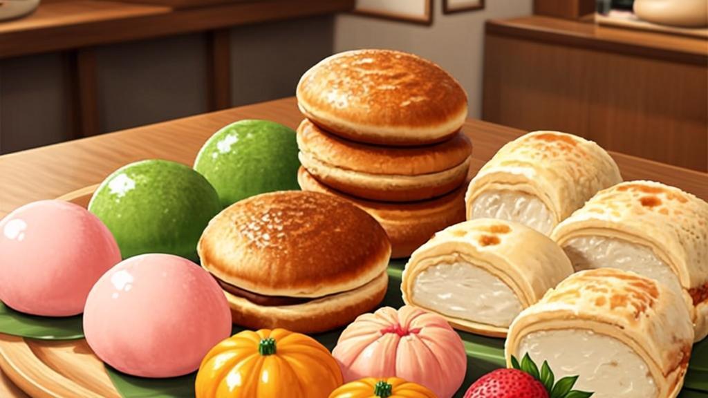 Traditional Japanese sweets and mochi assortment