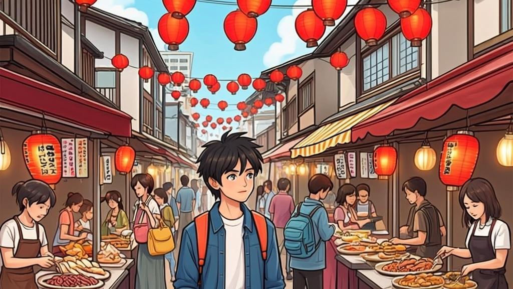 Browsing food stalls on Nakamise Street