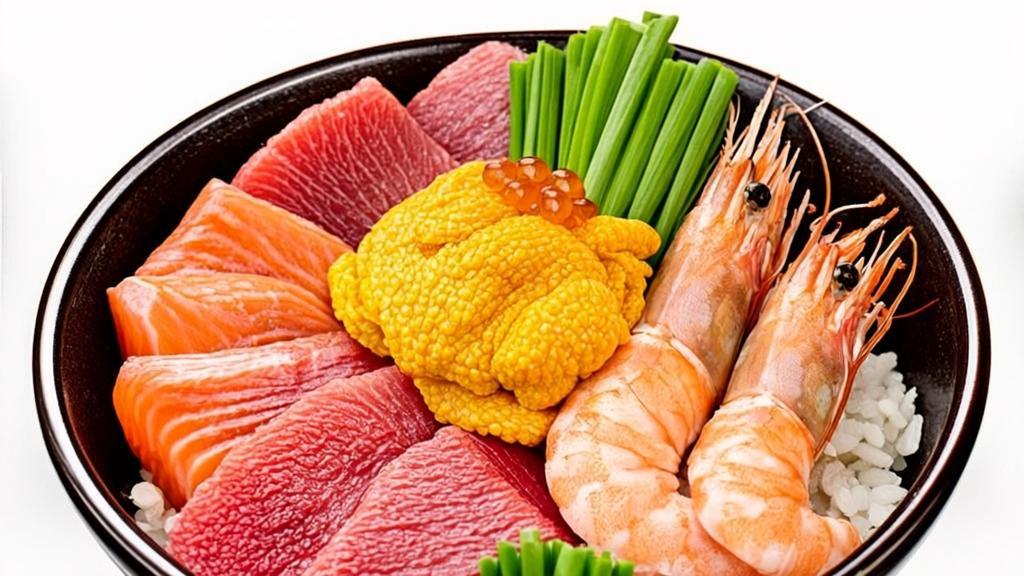 Seafood donburi rice bowl