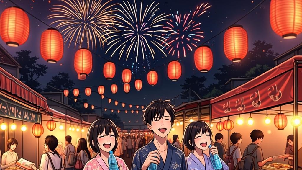 Japanese summer festival with ramune